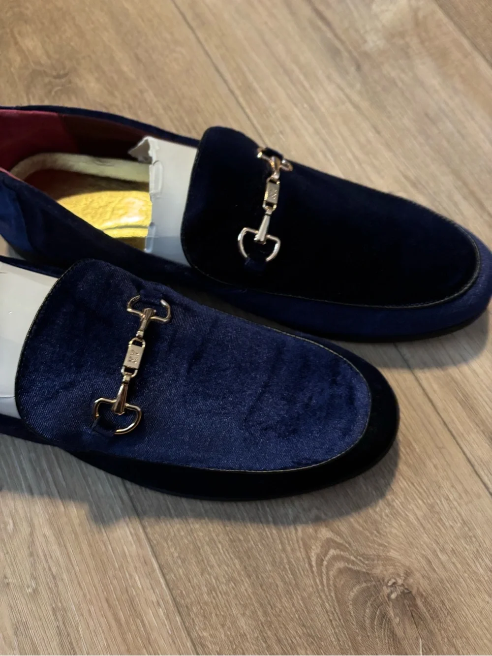 Men's Velvet Bit Loafers in Navy Blue size 13